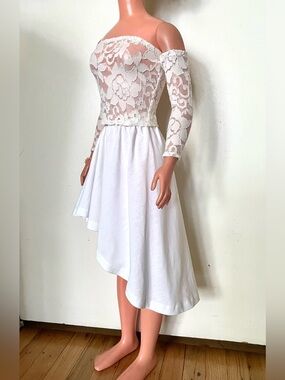 Cream Lace Top & Off-White Asymmetrical Skirt for My Size Barbie Doll New